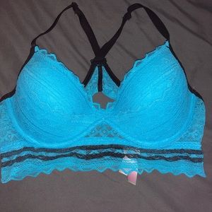 Lace Racerback blue M push-up bralette